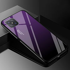 Custodia Silicone Specchio Laterale Sfumato Arcobaleno Cover per Oppo Reno4 Z 5G Viola