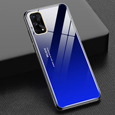 Custodia Silicone Specchio Laterale Sfumato Arcobaleno Cover per Realme X7 5G Blu