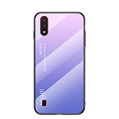 Custodia Silicone Specchio Laterale Sfumato Arcobaleno Cover per Samsung Galaxy A01 SM-A015 Viola