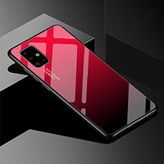 Custodia Silicone Specchio Laterale Sfumato Arcobaleno Cover per Samsung Galaxy A51 5G Rosso