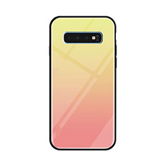 Custodia Silicone Specchio Laterale Sfumato Arcobaleno Cover per Samsung Galaxy S10 Giallo