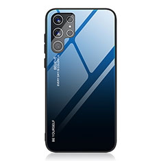 Custodia Silicone Specchio Laterale Sfumato Arcobaleno Cover per Samsung Galaxy S21 Ultra 5G Blu
