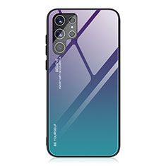 Custodia Silicone Specchio Laterale Sfumato Arcobaleno Cover per Samsung Galaxy S22 Ultra 5G Viola