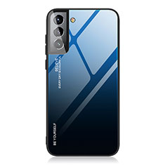 Custodia Silicone Specchio Laterale Sfumato Arcobaleno Cover per Samsung Galaxy S23 Plus 5G Blu