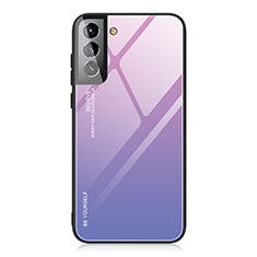 Custodia Silicone Specchio Laterale Sfumato Arcobaleno Cover per Samsung Galaxy S23 Plus 5G Lavanda
