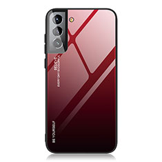Custodia Silicone Specchio Laterale Sfumato Arcobaleno Cover per Samsung Galaxy S23 Plus 5G Rosso
