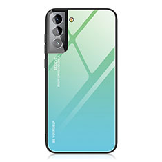 Custodia Silicone Specchio Laterale Sfumato Arcobaleno Cover per Samsung Galaxy S23 Plus 5G Verde Pastello