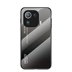 Custodia Silicone Specchio Laterale Sfumato Arcobaleno Cover per Xiaomi Mi 11 Pro 5G Grigio