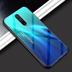 Custodia Silicone Specchio Laterale Sfumato Arcobaleno Cover per Xiaomi Poco X2 Ciano