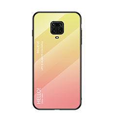 Custodia Silicone Specchio Laterale Sfumato Arcobaleno Cover per Xiaomi Redmi Note 9 Pro Giallo