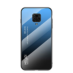 Custodia Silicone Specchio Laterale Sfumato Arcobaleno Cover per Xiaomi Redmi Note 9 Pro Max Blu