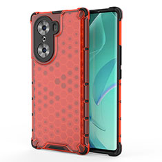 Custodia Silicone Trasparente Laterale 360 Gradi Cover AM1 per Huawei Honor 60 Pro 5G Rosso