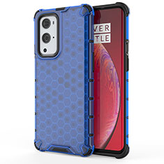 Custodia Silicone Trasparente Laterale 360 Gradi Cover AM1 per OnePlus 9 Pro 5G Blu