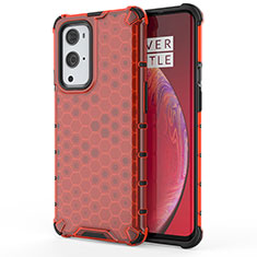 Custodia Silicone Trasparente Laterale 360 Gradi Cover AM1 per OnePlus 9 Pro 5G Rosso