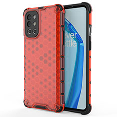 Custodia Silicone Trasparente Laterale 360 Gradi Cover AM1 per OnePlus 9R 5G Rosso