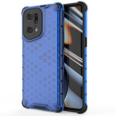 Custodia Silicone Trasparente Laterale 360 Gradi Cover AM1 per Oppo Find X5 Pro 5G Blu