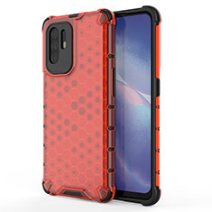 Custodia Silicone Trasparente Laterale 360 Gradi Cover AM1 per Oppo Reno5 Z 5G Rosso