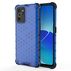 Custodia Silicone Trasparente Laterale 360 Gradi Cover AM1 per Oppo Reno6 Z 5G Blu