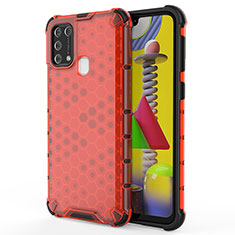 Custodia Silicone Trasparente Laterale 360 Gradi Cover AM1 per Samsung Galaxy M21s Rosso