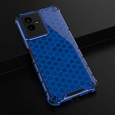 Custodia Silicone Trasparente Laterale 360 Gradi Cover AM1 per Vivo iQOO Z6x Blu