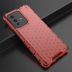 Custodia Silicone Trasparente Laterale 360 Gradi Cover AM1 per Vivo V23 Pro 5G Rosso