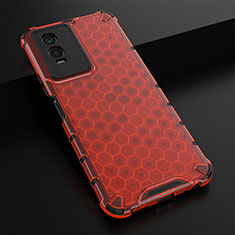 Custodia Silicone Trasparente Laterale 360 Gradi Cover AM1 per Vivo Y76s 5G Rosso