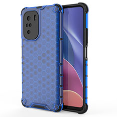 Custodia Silicone Trasparente Laterale 360 Gradi Cover AM1 per Xiaomi Redmi K40 Pro+ Plus 5G Blu