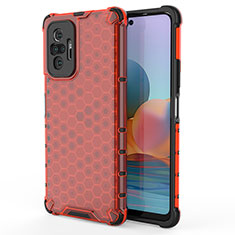 Custodia Silicone Trasparente Laterale 360 Gradi Cover AM1 per Xiaomi Redmi Note 10 Pro Max Rosso