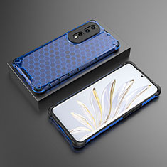 Custodia Silicone Trasparente Laterale 360 Gradi Cover AM2 per Huawei Honor 80 Pro Flat 5G Blu