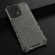 Custodia Silicone Trasparente Laterale 360 Gradi Cover AM2 per Oppo Find X5 Pro 5G Nero