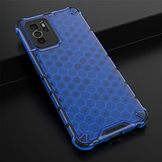 Custodia Silicone Trasparente Laterale 360 Gradi Cover AM2 per Oppo Reno6 Z 5G Blu