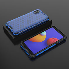 Custodia Silicone Trasparente Laterale 360 Gradi Cover AM2 per Samsung Galaxy A01 Core Blu