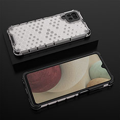 Custodia Silicone Trasparente Laterale 360 Gradi Cover AM2 per Samsung Galaxy A12 Nacho Bianco