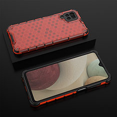 Custodia Silicone Trasparente Laterale 360 Gradi Cover AM2 per Samsung Galaxy A12 Nacho Rosso