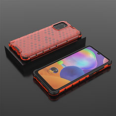 Custodia Silicone Trasparente Laterale 360 Gradi Cover AM2 per Samsung Galaxy A31 Rosso