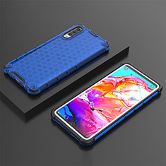 Custodia Silicone Trasparente Laterale 360 Gradi Cover AM2 per Samsung Galaxy A70S Blu
