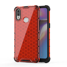 Custodia Silicone Trasparente Laterale 360 Gradi Cover AM2 per Samsung Galaxy M01s Rosso