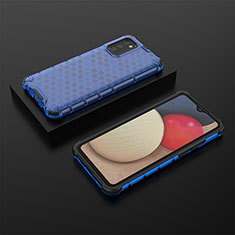Custodia Silicone Trasparente Laterale 360 Gradi Cover AM2 per Samsung Galaxy M02s Blu