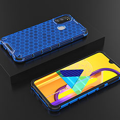 Custodia Silicone Trasparente Laterale 360 Gradi Cover AM2 per Samsung Galaxy M21 Blu