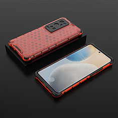 Custodia Silicone Trasparente Laterale 360 Gradi Cover AM2 per Vivo X60 Pro+ Plus 5G Rosso