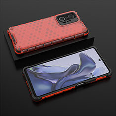 Custodia Silicone Trasparente Laterale 360 Gradi Cover AM2 per Xiaomi Mi 11T Pro 5G Rosso