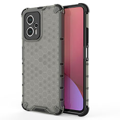 Custodia Silicone Trasparente Laterale 360 Gradi Cover AM2 per Xiaomi Redmi Note 11T Pro+ Plus 5G Nero