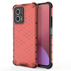 Custodia Silicone Trasparente Laterale 360 Gradi Cover AM2 per Xiaomi Redmi Note 12T Pro 5G Rosso