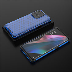 Custodia Silicone Trasparente Laterale 360 Gradi Cover AM3 per Oppo Find X3 Pro 5G Blu