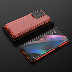 Custodia Silicone Trasparente Laterale 360 Gradi Cover AM3 per Oppo Find X3 Pro 5G Rosso