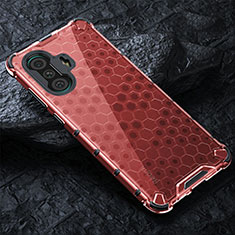 Custodia Silicone Trasparente Laterale 360 Gradi Cover AM3 per Xiaomi Redmi K40 Gaming 5G Rosso