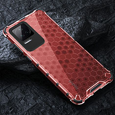 Custodia Silicone Trasparente Laterale 360 Gradi Cover AM3 per Xiaomi Redmi K40S 5G Rosso