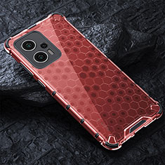 Custodia Silicone Trasparente Laterale 360 Gradi Cover AM3 per Xiaomi Redmi K50i 5G Rosso