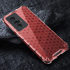 Custodia Silicone Trasparente Laterale 360 Gradi Cover AM4 per Vivo X70t Rosso