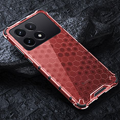 Custodia Silicone Trasparente Laterale 360 Gradi Cover AM4 per Xiaomi Redmi K70E 5G Rosso